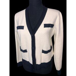 Ellandemm Cardigan Sweater Women S/M Cream/Black collegiate american prep